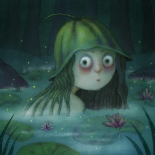 Nixe zwischen Seerosen