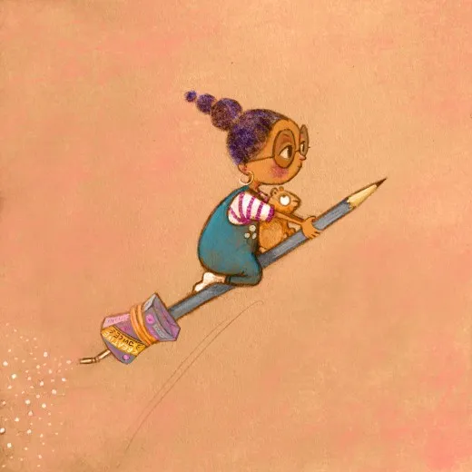 Mädchen mit Bleistift