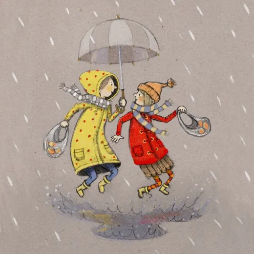 Zwei Mädchen im Regen