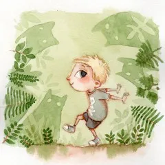 Junge geht rückwärts